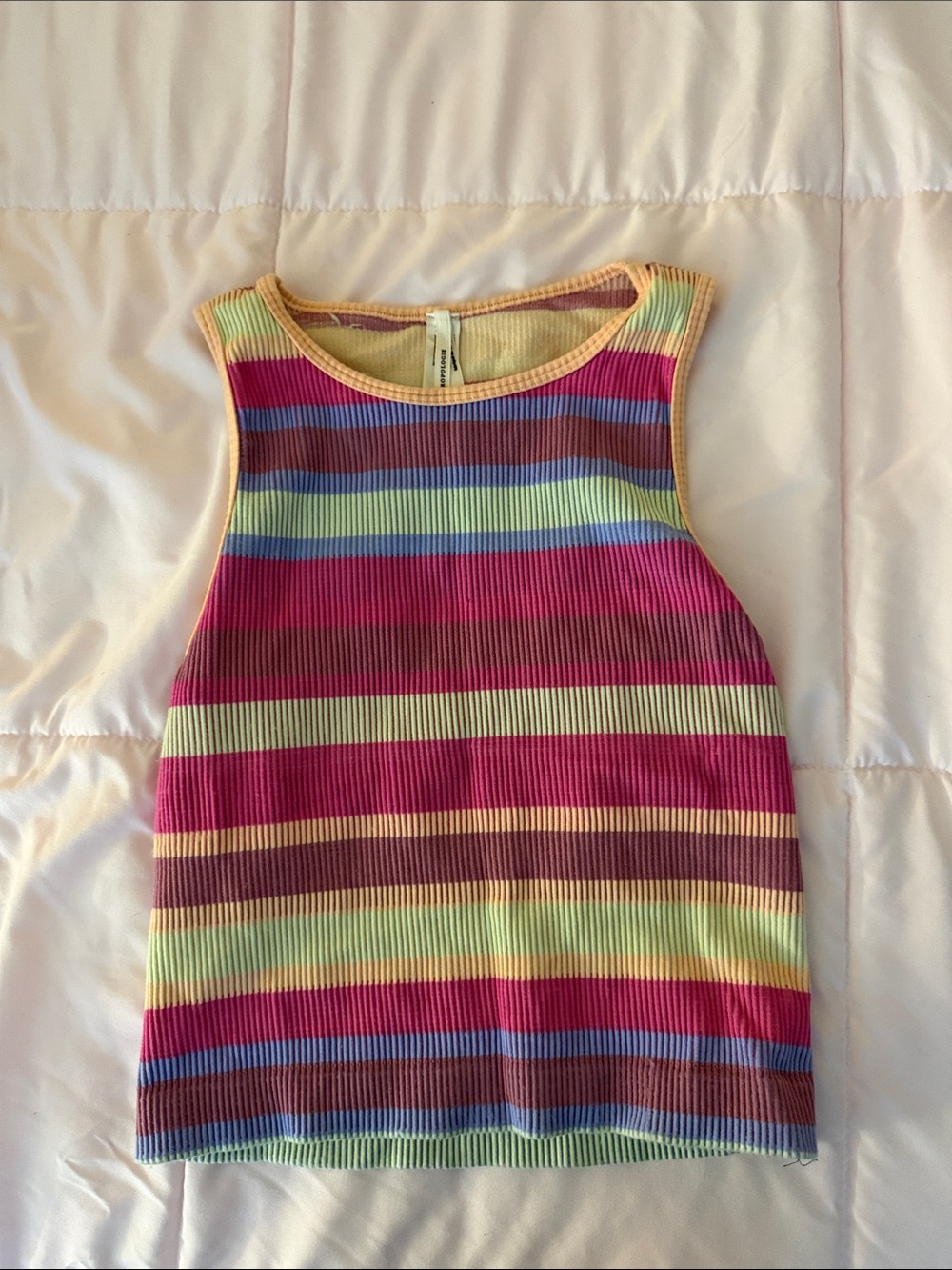Anthropologie Rainbow Ribbed Tank - Pink, Yellow, Blue, Green, Purple